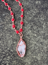 Load image into Gallery viewer, Red (dyed) Howlite  Clear Quartz Chain
