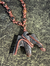 Load image into Gallery viewer, Agate Astrophyllite In Garnet Eagle Chain

