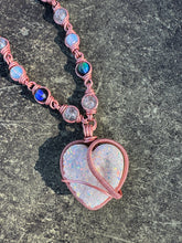 Load image into Gallery viewer, Opalite Black Glass Fire &amp; Ice Quartz Angel Aura Heart  Chain
