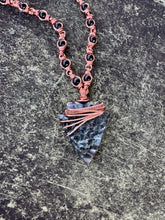 Load image into Gallery viewer, Rainbow Sheen Obsidian Larvikite Arrowhead Chain
