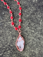 Load image into Gallery viewer, Red (dyed) Howlite  Clear Quartz Chain
