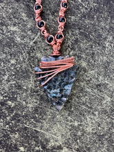 Load image into Gallery viewer, Rainbow Sheen Obsidian Larvikite Arrowhead Chain

