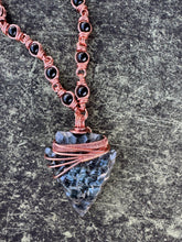 Load image into Gallery viewer, Rainbow Sheen Obsidian Larvikite Arrowhead Chain
