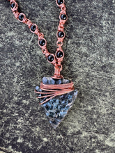 Load image into Gallery viewer, Rainbow Sheen Obsidian Larvikite Arrowhead Chain
