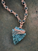 Load image into Gallery viewer, Rainbow Sheen Obsidian Larvikite Arrowhead Chain

