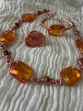 Load image into Gallery viewer, Sunset Aura Glass Mookaite Chain Bracelet Ring Set
