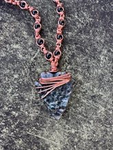 Load image into Gallery viewer, Rainbow Sheen Obsidian Larvikite Arrowhead Chain
