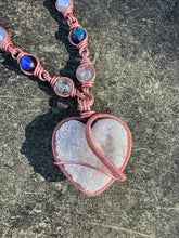 Load image into Gallery viewer, Opalite Black Glass Fire &amp; Ice Quartz Angel Aura Heart  Chain
