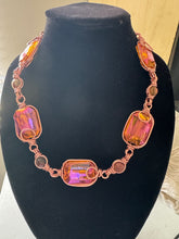 Load image into Gallery viewer, Sunset Aura Glass Mookaite Chain Bracelet Ring Set
