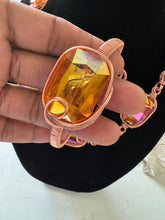 Load image into Gallery viewer, Sunset Aura Glass Mookaite Chain Bracelet Ring Set
