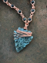 Load image into Gallery viewer, Rainbow Sheen Obsidian Larvikite Arrowhead Chain
